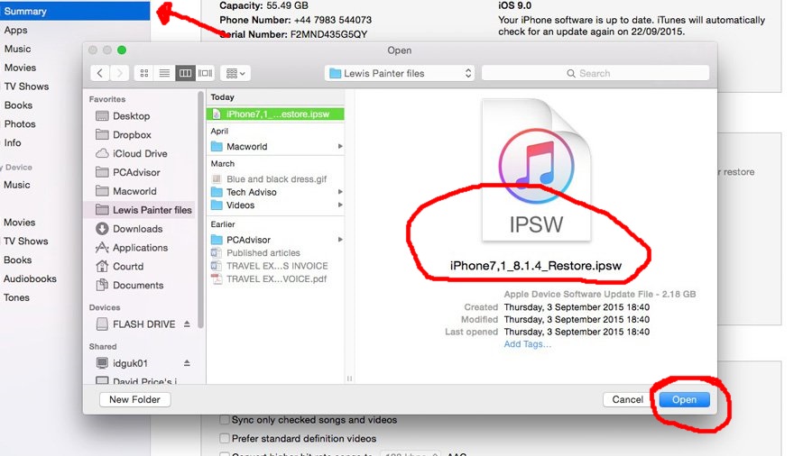 ipsw downgrade iOS 9 to iOS 8